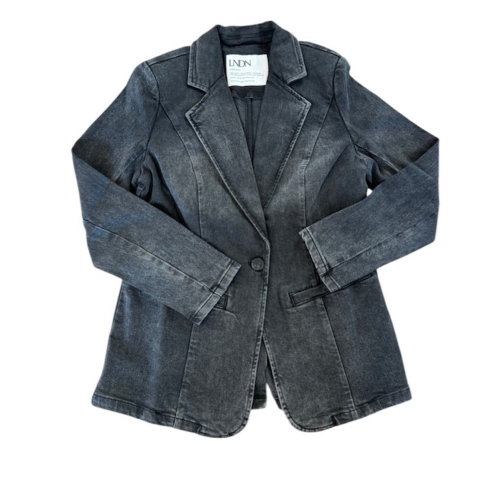 NEW! LNDN Black Denim‎ Blazer XS
